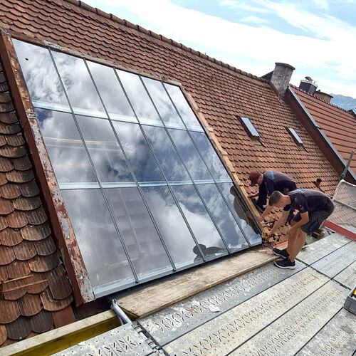 Reparatur eines Glasdaches