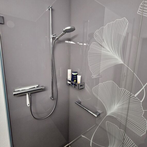 Dusche mit Glasrückwand